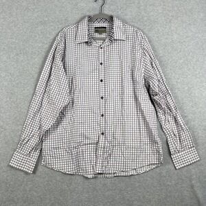 Jhane Barnes Slim Fit Button Front Shirt Mens Size XXL Purple Checks Office